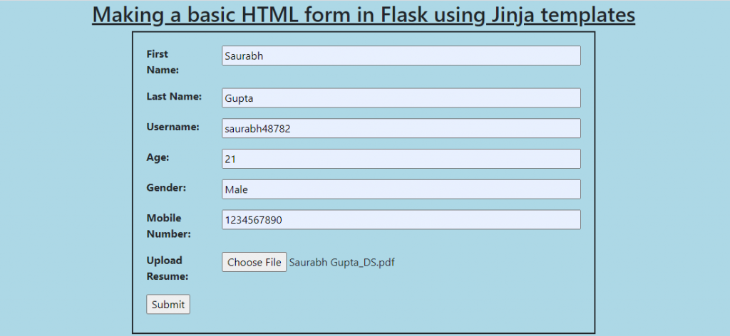 How To Make A Basic HTML Form In Flask?