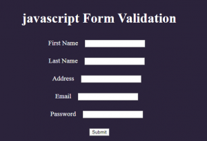 Form Validation Page