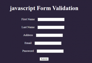 Form validation page