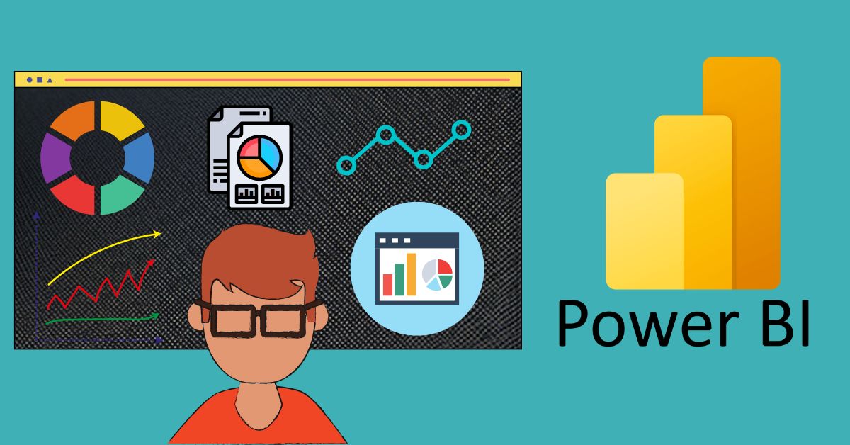 The image shows a power BI developer roles and responsibilities as he performs analytics in front of a big computer screen.