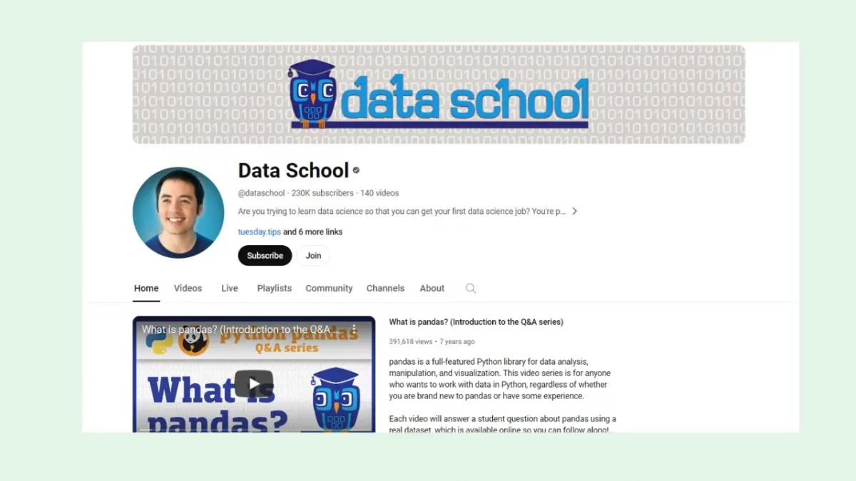 Data School youtube channel