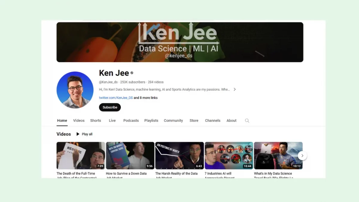 Ken Jee youtube channel
