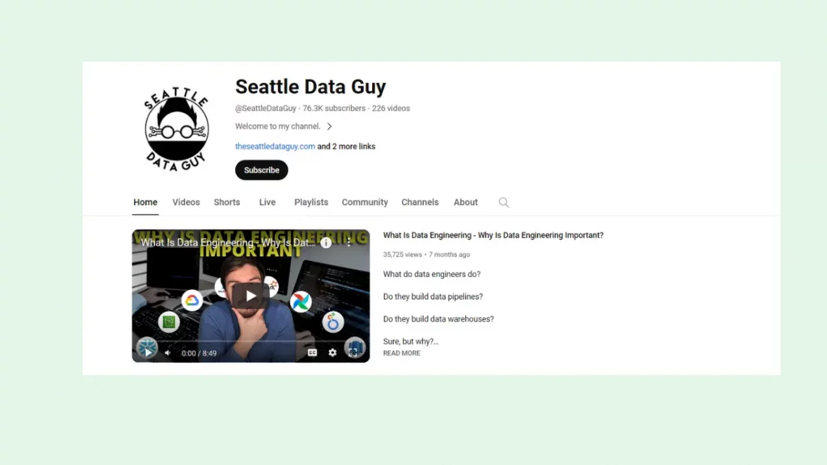 Seattle Data Guy youtube channel