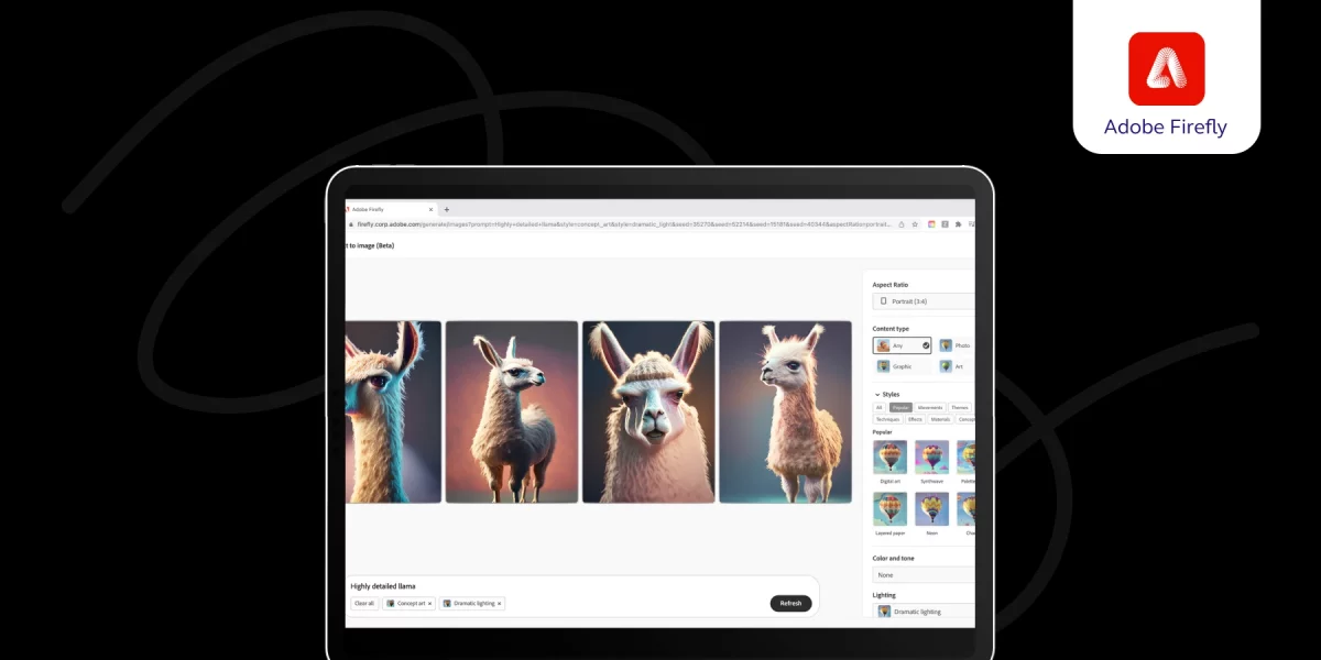 Adobe Firefly is one of the best AI tools for UI/UX designers