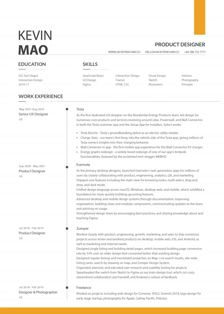 ux designer resume examples