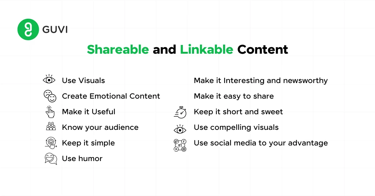Generate quality backlinks by creating shareable and linkable content. Here are ways to make shareable content to generate quality backlinks. 