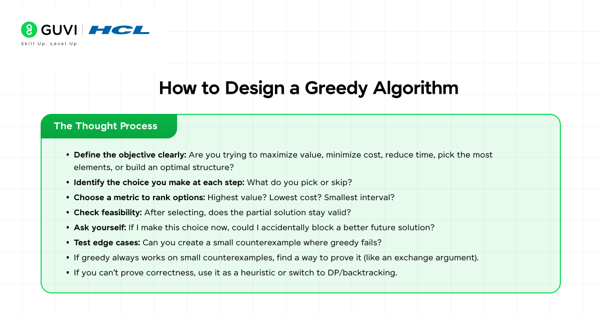 Greedy Algorithms Explained: From Basics to Mastery 4 How to Design a Greedy Algorithm