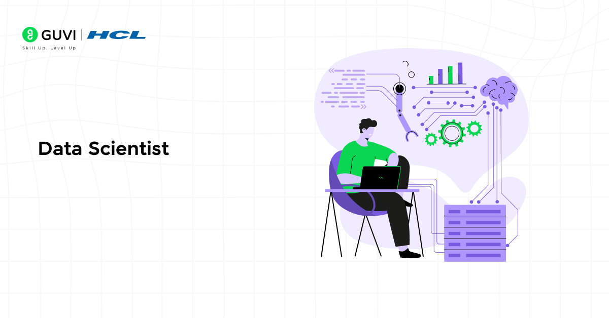  Illustration of a data scientist working with modeling and machine learning workflow.
