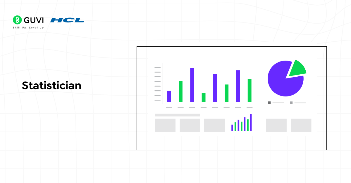 Graphic showing charts, regression plots and statistics to represent statistician.