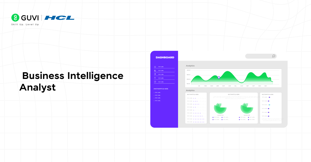Dashboard visualization with KPIs and graphs to represent a business intelligence analyst.