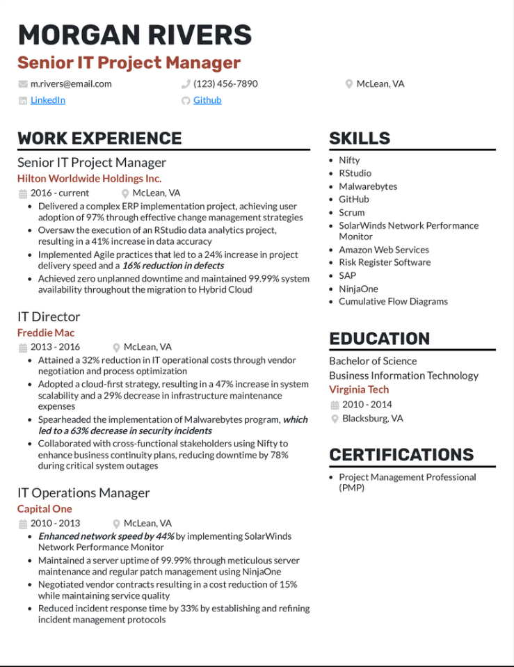 IT Manager Resume