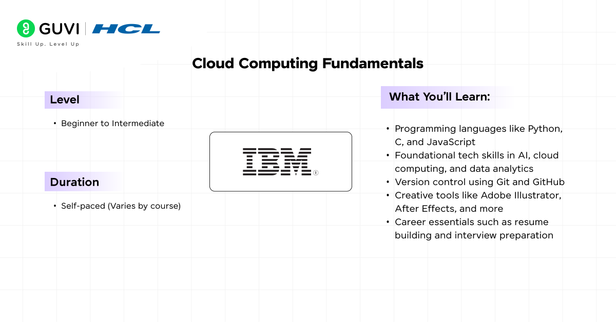 Top 10 Free Short Online Tech Courses with Certificates 4 Cloud Computing Fundamentals – IBM SkillsBuild