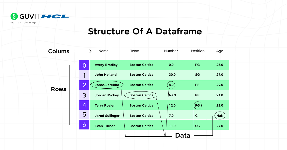 Pandas DataFrame 3 Infographic showing the structure of a dataframe in pandas