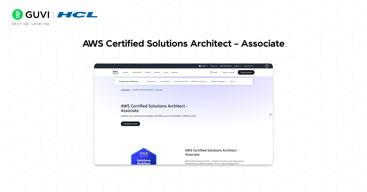 Screenshot of the AWS Certified Solutions Architect-Associate .