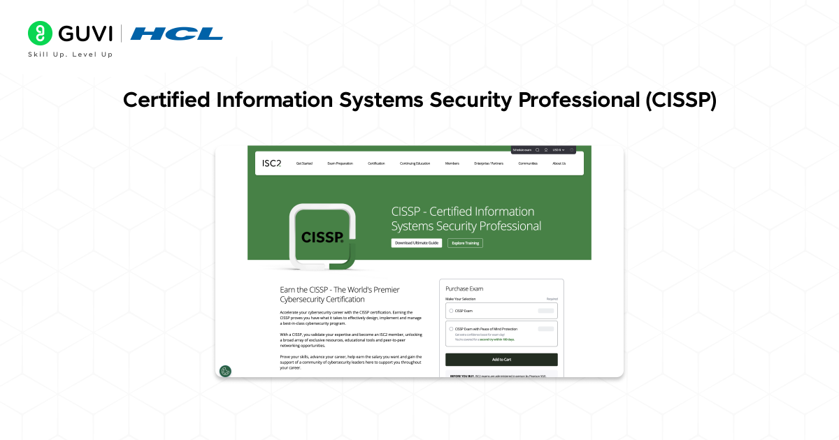 Screenshot of the Cerified Information Systems Security Professional (CISSP)