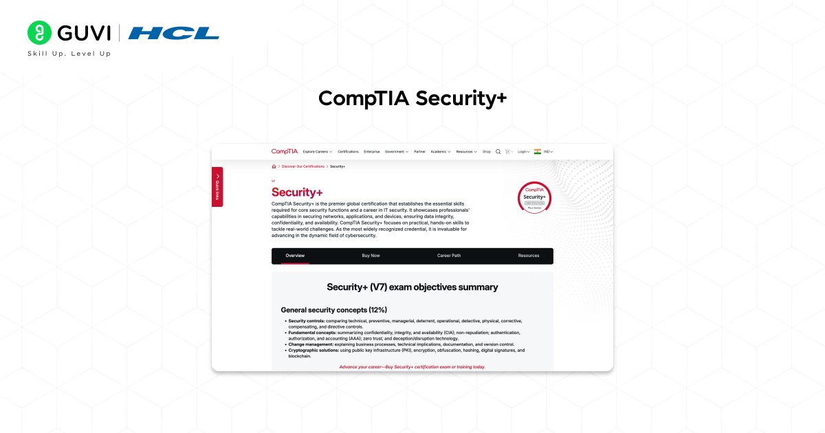 Screenshot of the CompTIA Security+