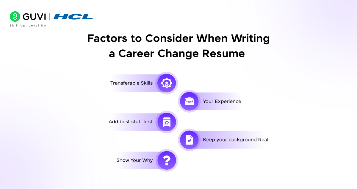 Factors to consider when writing a career change resume