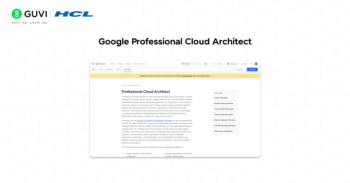 Screenshot of the Google Professional Cloud Architect.