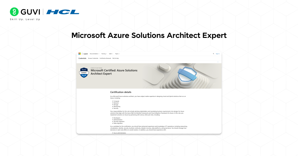 Screenshot of the Microsoft Azure Solutions Architect Expert .