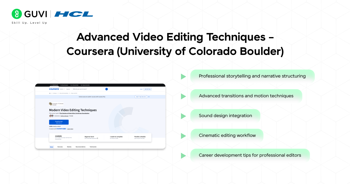 Advanced Video Editing Techniques – Coursera University of Colorado Boulder