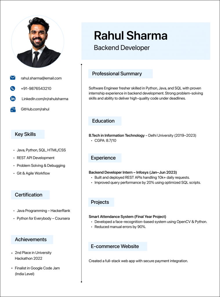 Resume Format for Back-End Developers