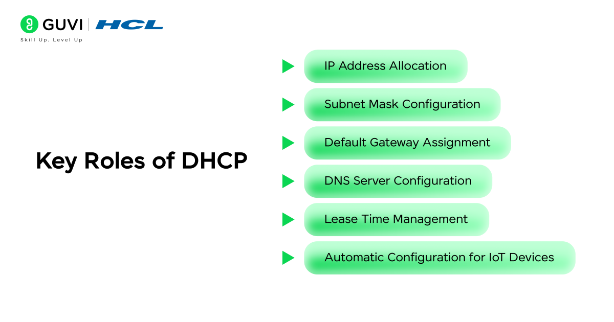 Infographic showing the key roles of DHCP.