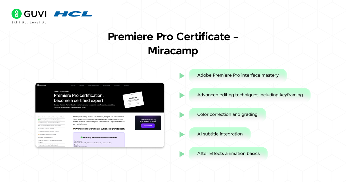 Premiere Pro Certificate – Miracamp