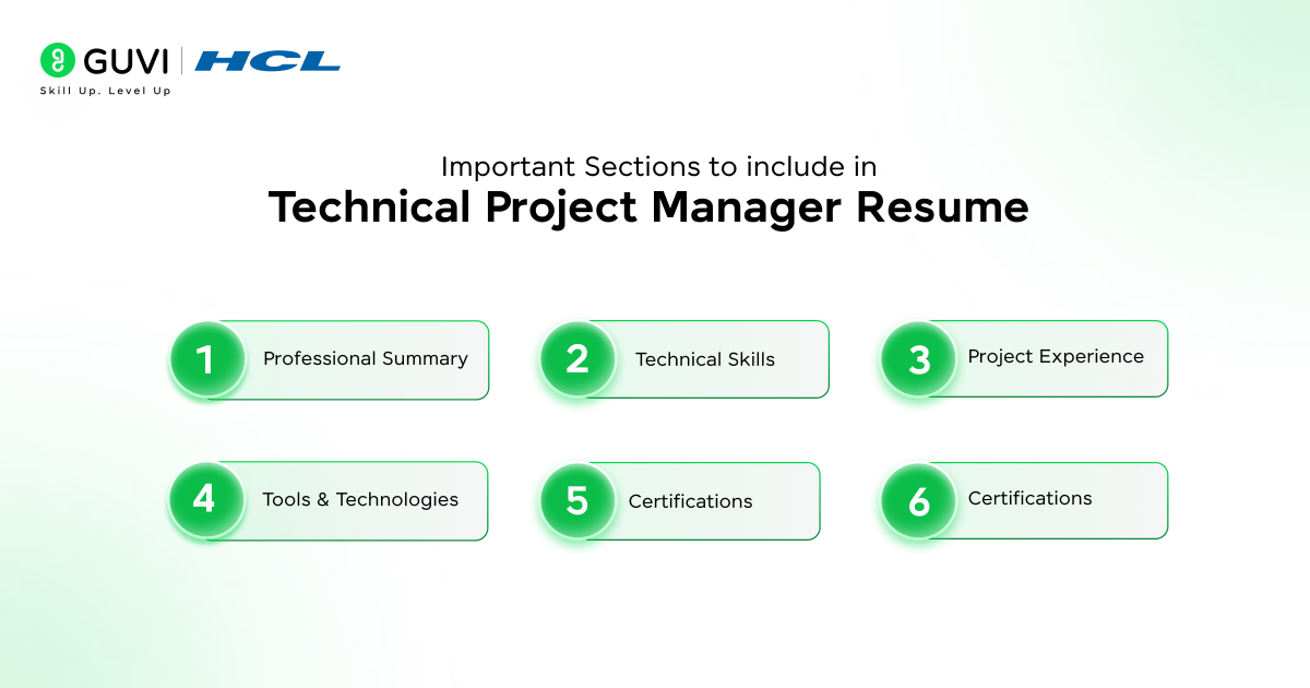 Important Sections to include in Technical Project Manager Resume