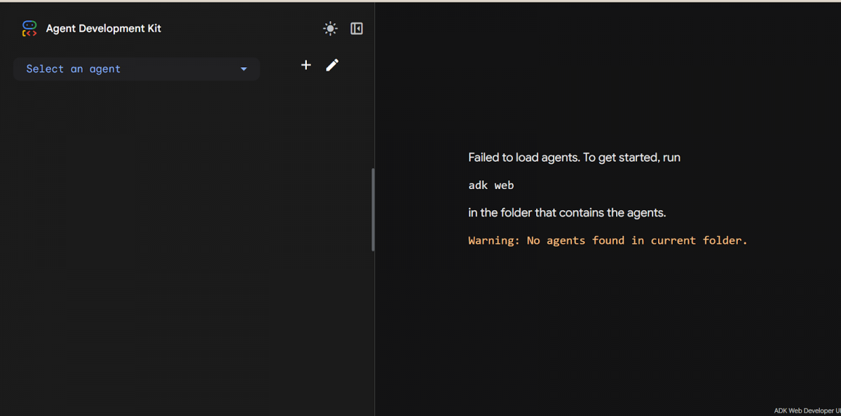 This starts a local server (by default at http://127.0.0.1:8000). The Visual Builder is part of this ADK Dev UI; open http://127.0.0.1:8000/dev-ui/ in your browser.