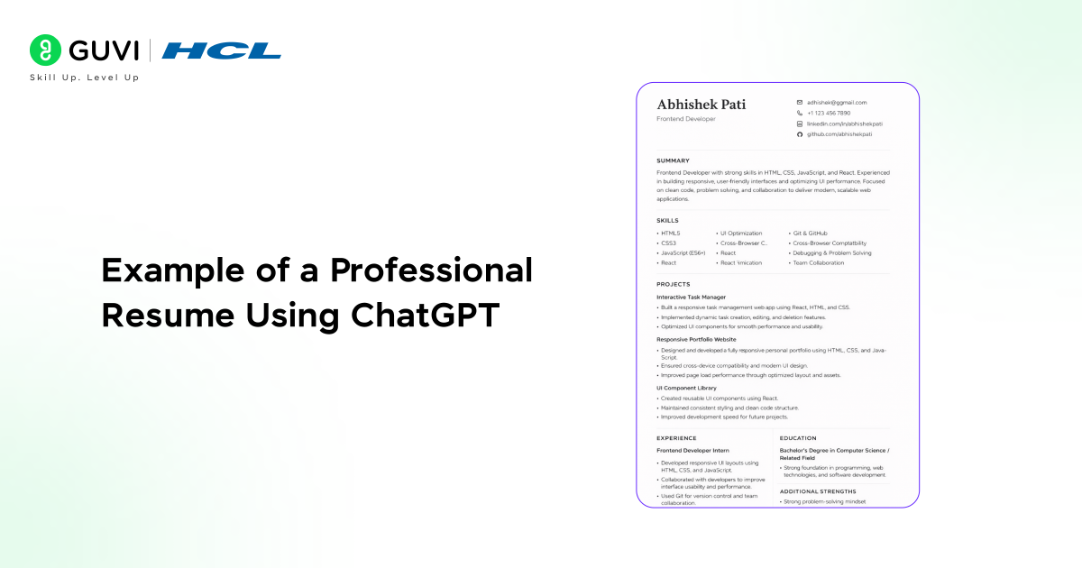 Example of a Professional Resume Using ChatGPT