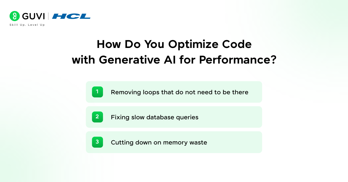 How do you optimize code with generative AI for performance.