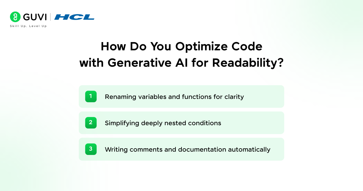 How do you optimize code with generative AI for readability