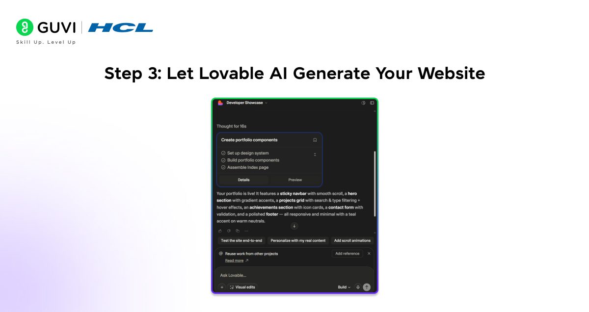 Step 3 Let Lovable AI Generate Your Website