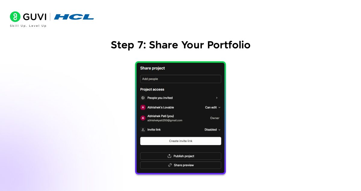 Step 7 Share Your Portfolio