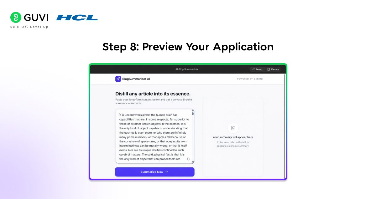Step 8 Preview Your Application