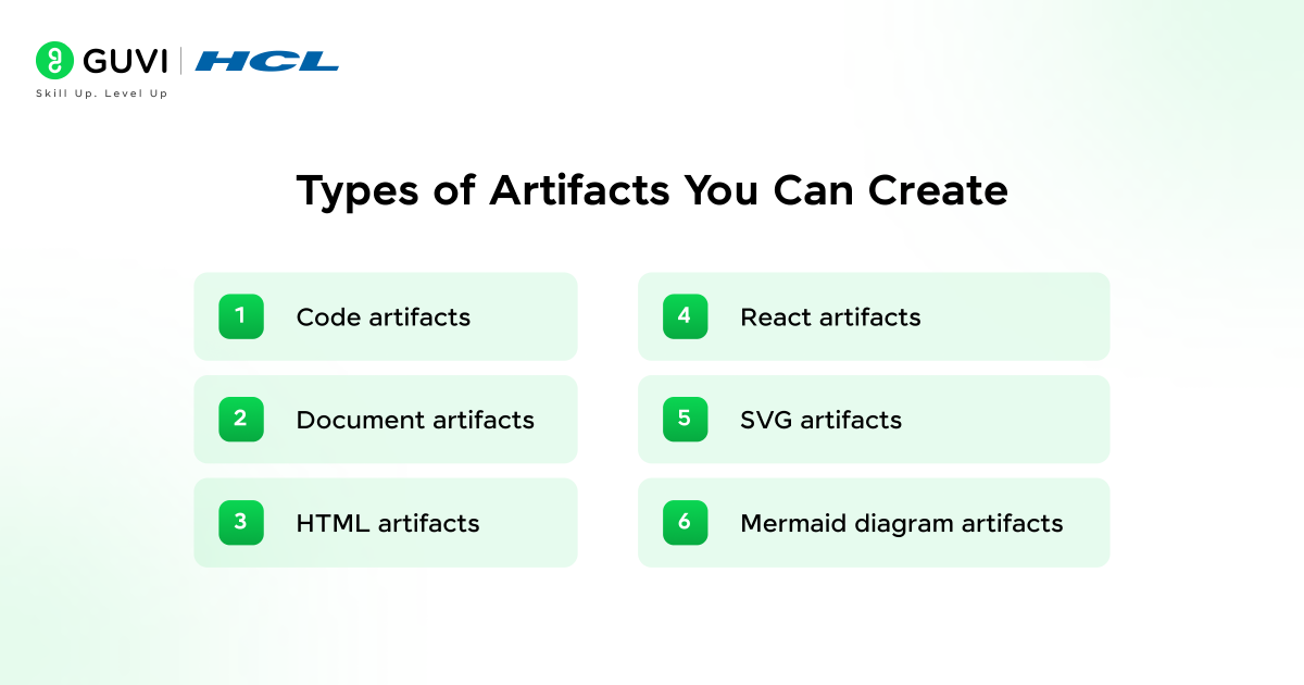 Types of Claude Artifacts you can create