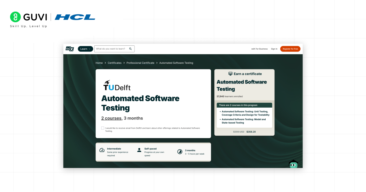 8 Best Online Automation Testing Courses in 2026 4 Automated Software Testing Combo Course edX by TU Delft