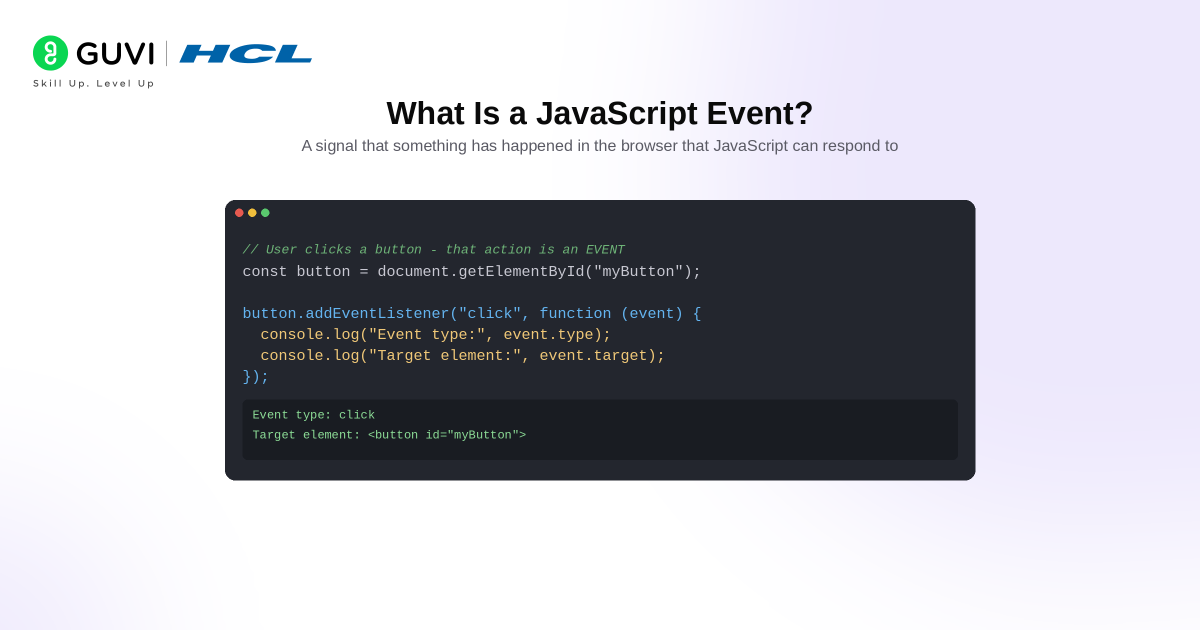 JavaScript Events Complete Guide: addEventListener, Bubbling & More (2026) 1 image 339