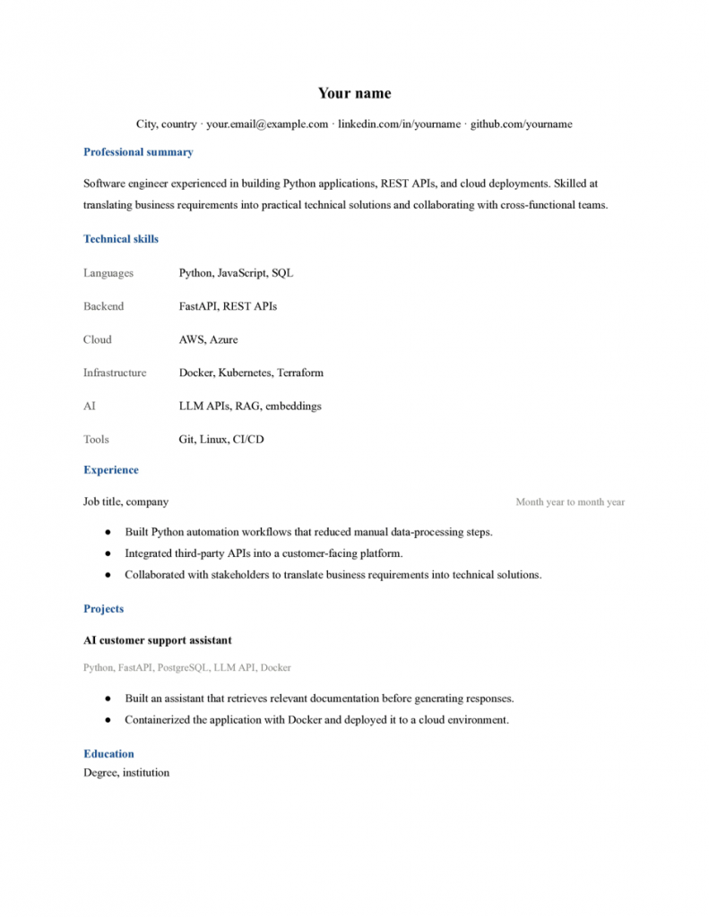 Forward Deployed Engineer Resume: A Template That Gets Interviews 2 image 385